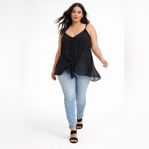 Torrid Black Sheer Chiffon Tie Front Cami Tank 3XL Plus Size NWT